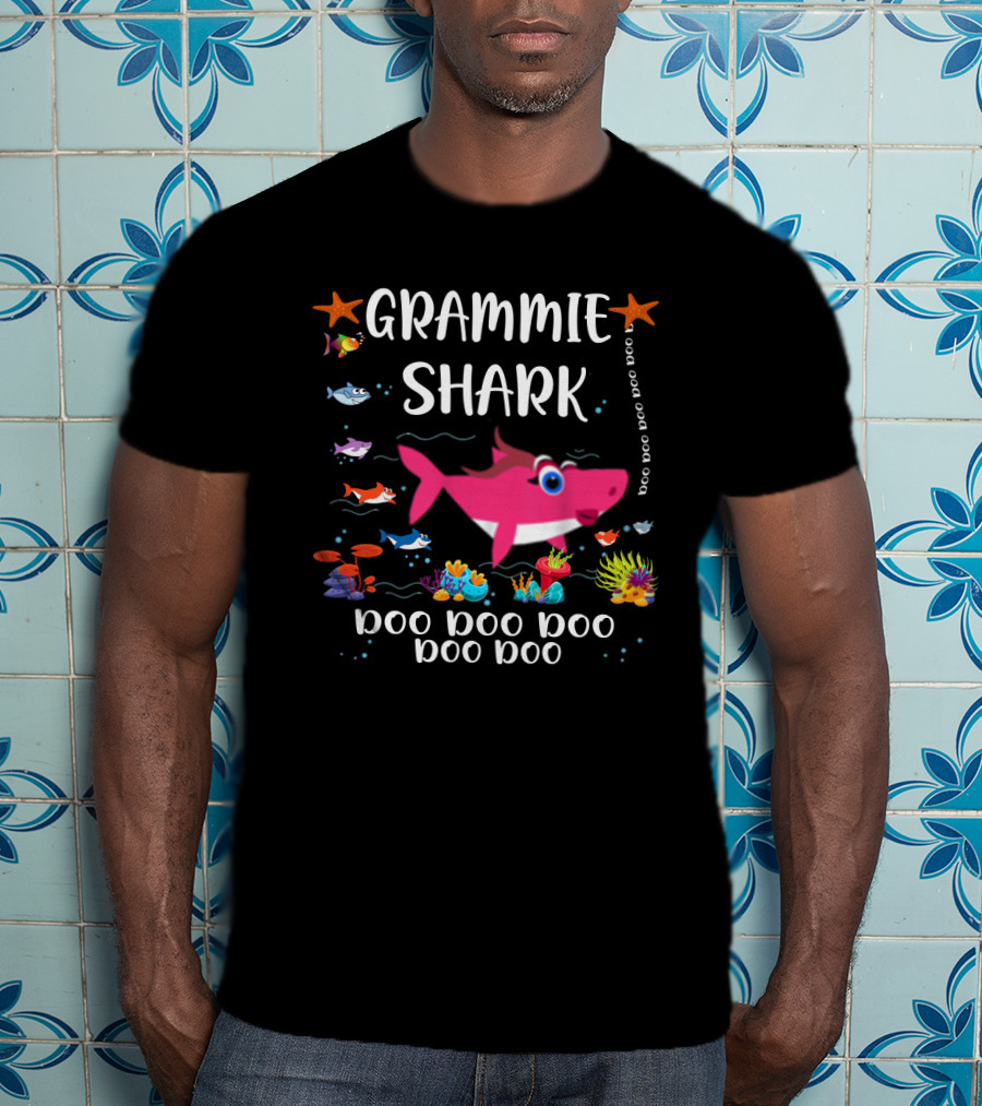 Grammie Shark Doo Doo Doo Doo Colorful Ocean Scene T-Shirt