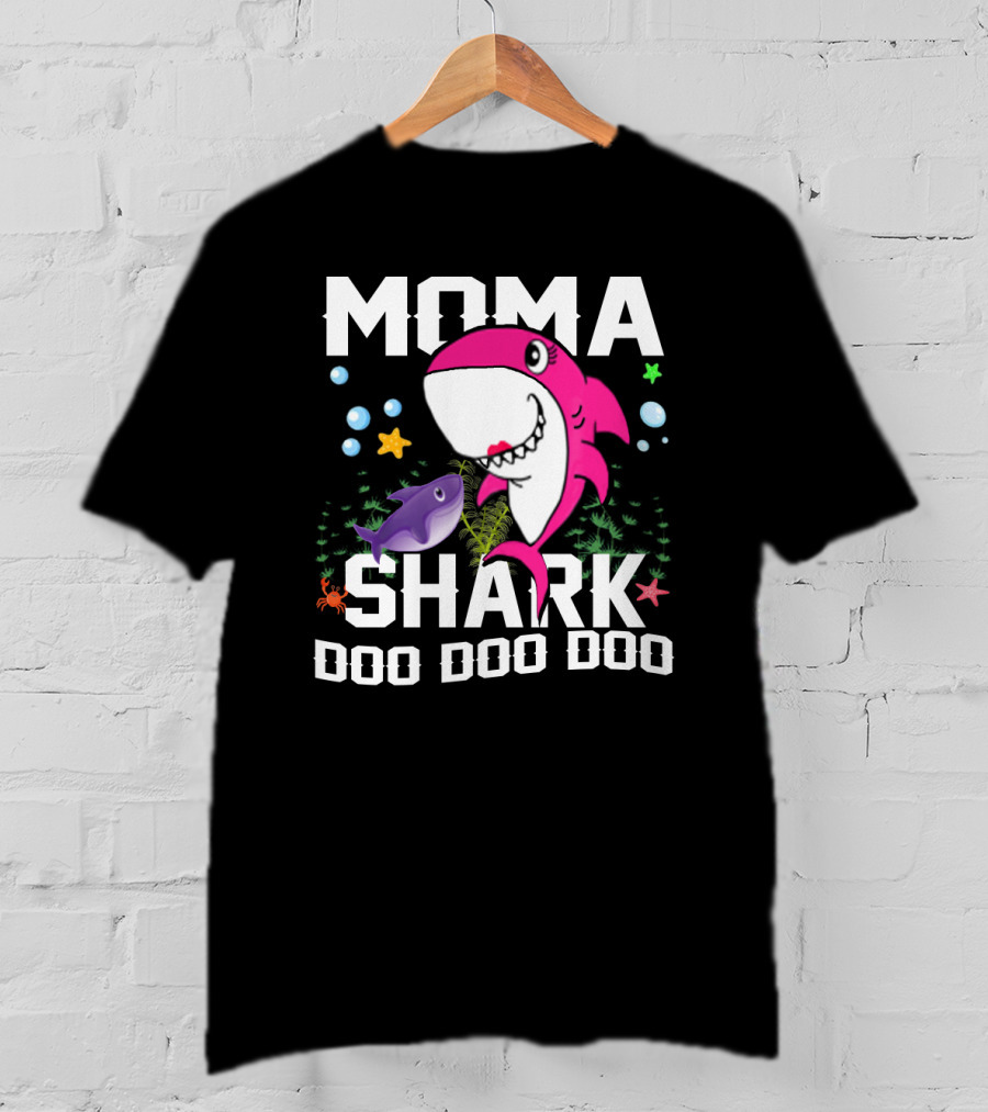 Moma Shark Doo Doo Doo With Pink Shark And Sea Creatures T-Shirt