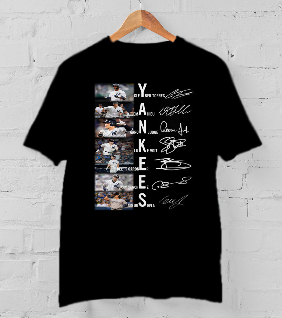 Yankees Signature Series Baseball Players Glayber Torres Dj Lemahieu Aaron Judge Luke Voit Brett Gardner Gary Sanchez Gio Urshela T-Shirt