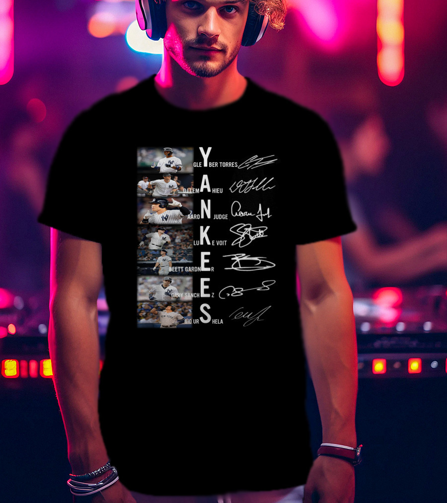 Yankees Signature Series Baseball Players Glayber Torres Dj Lemahieu Aaron Judge Luke Voit Brett Gardner Gary Sanchez Gio Urshela T-Shirt