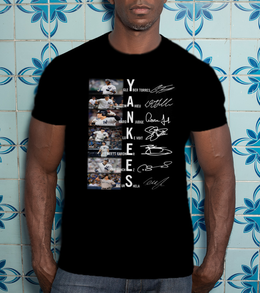 Yankees Signature Series Baseball Players Glayber Torres Dj Lemahieu Aaron Judge Luke Voit Brett Gardner Gary Sanchez Gio Urshela T-Shirt