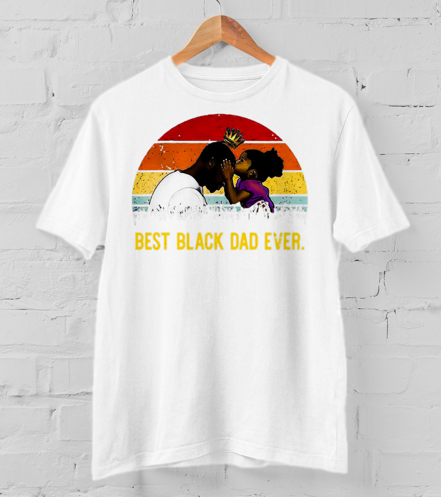 Best Black Dad Ever Crown Sunset Stripes T-Shirt