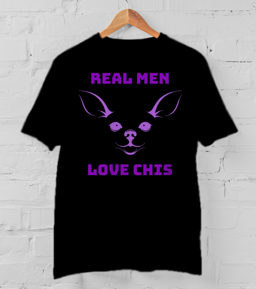 Real Men Love Chis Chihuahua Face T-Shirt