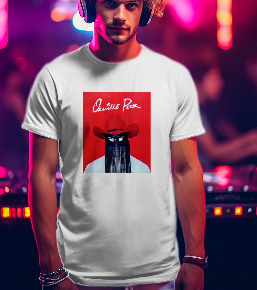 Orville Peck Red Hat Fringed Mask T-Shirt