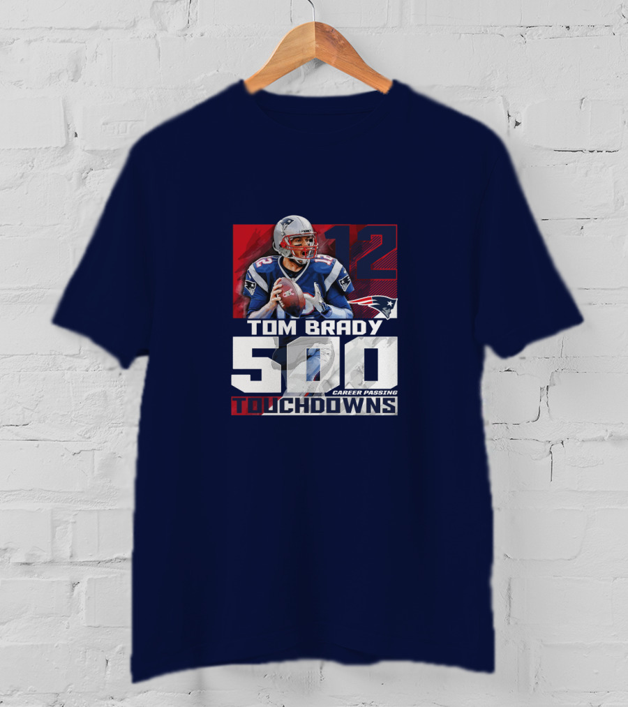 Tom Brady 500 Career Passing Touchdowns 12 Patriots T-Shirt