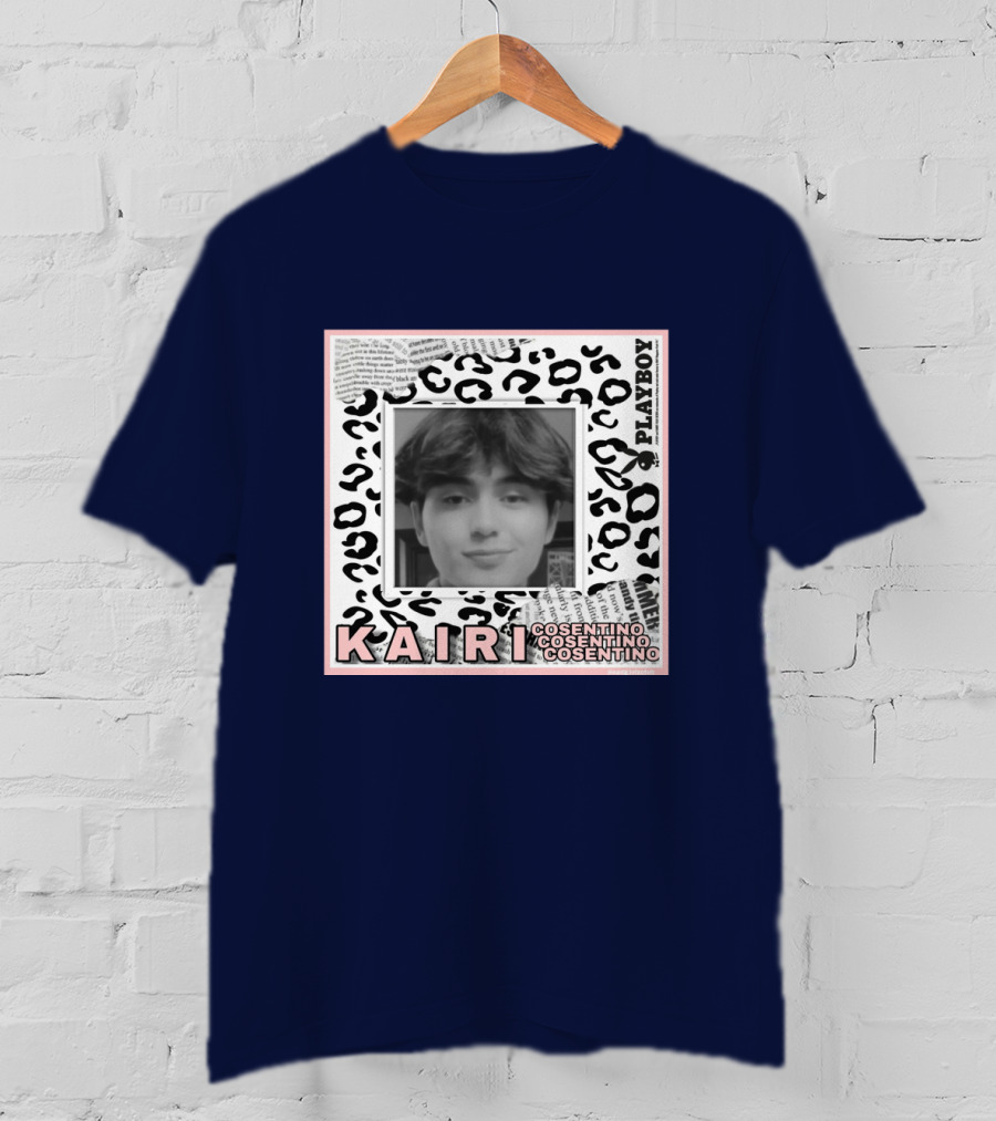 Kairi Cosentino Playboy Leopard Print Black And White Photo Montage T-Shirt