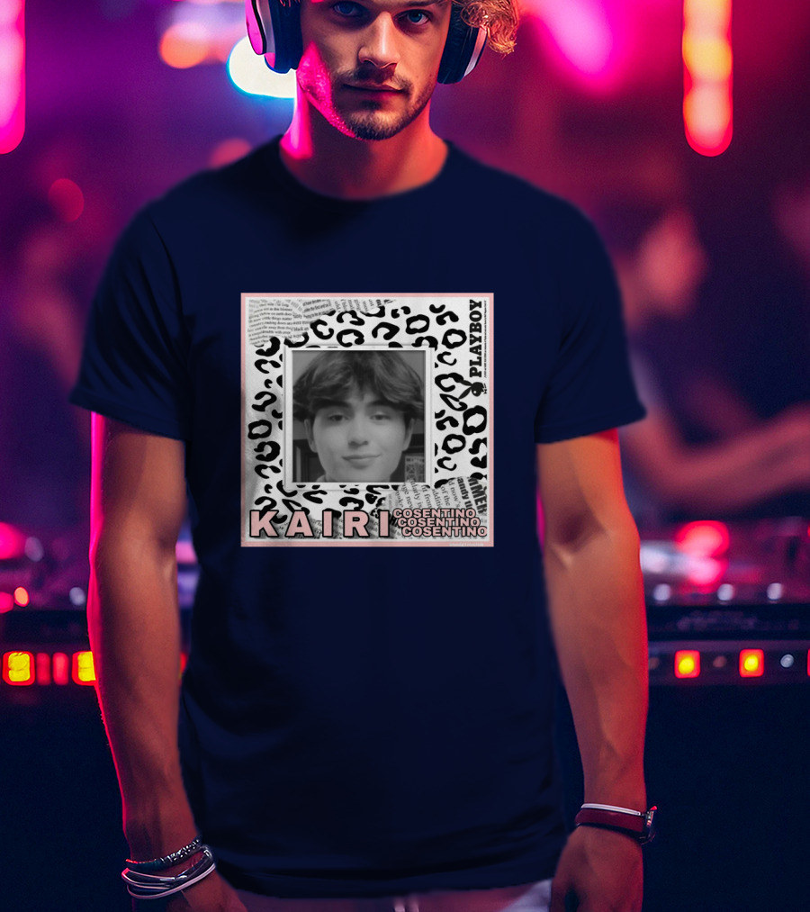 Kairi Cosentino Playboy Leopard Print Black And White Photo Montage T-Shirt