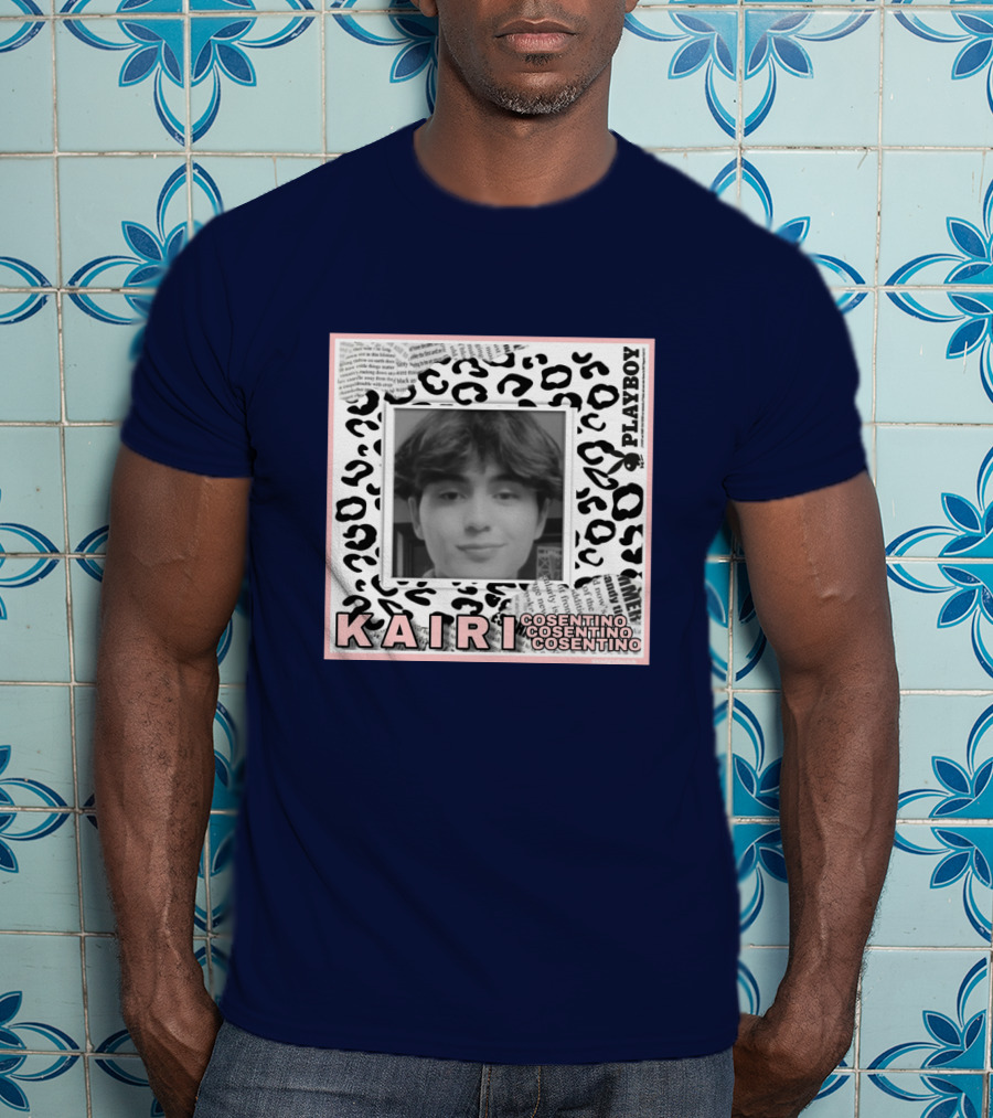Kairi Cosentino Playboy Leopard Print Black And White Photo Montage T-Shirt