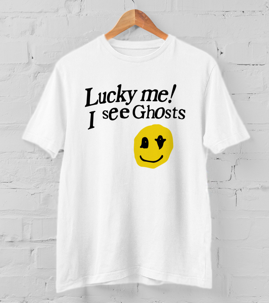 Lucky Me I See Ghosts Kids See Ghosts Merch Yellow Smiley Face T-Shirt