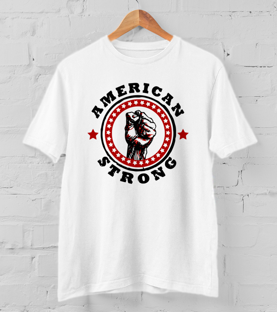 American Strong Fist With Stars And Circle T-Shirt