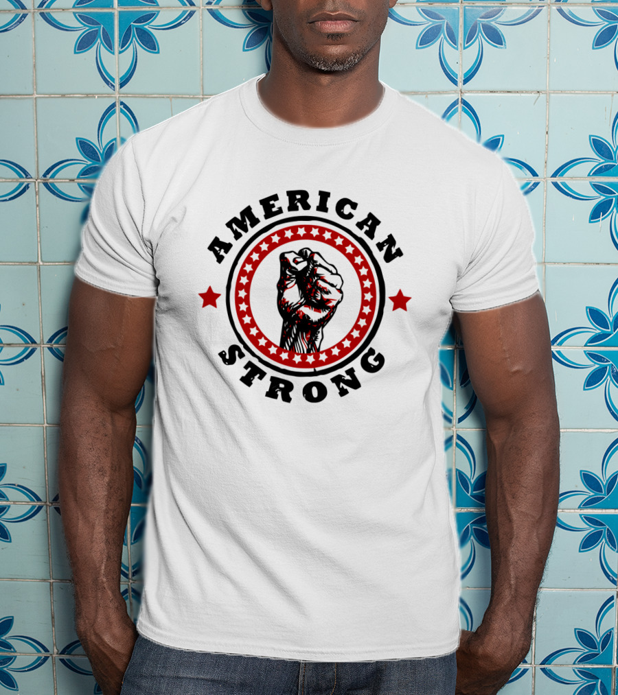 American Strong Fist With Stars And Circle T-Shirt
