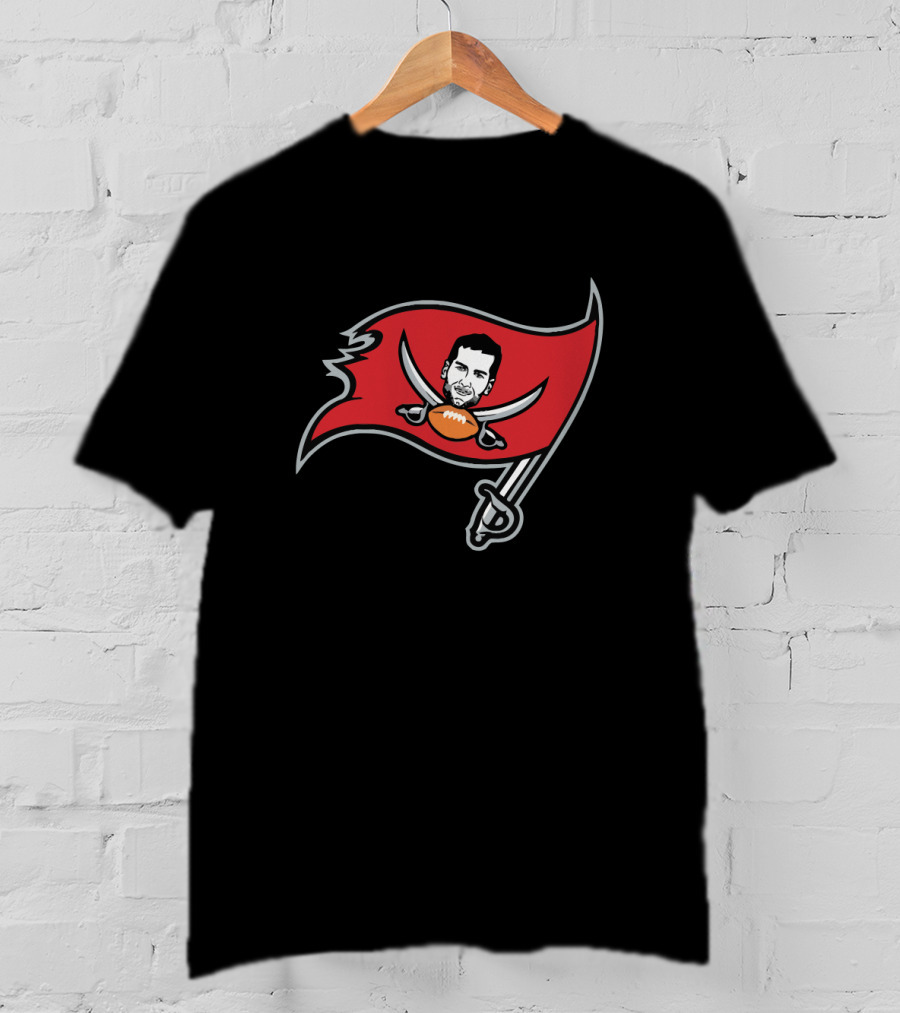 Tampa Bay Buccaneers Pirate Flag Parody With Face And Football T-Shirt