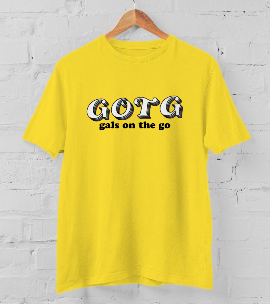 GOTG Gals On The Go Yellow Bold Text Merchandise T-Shirt
