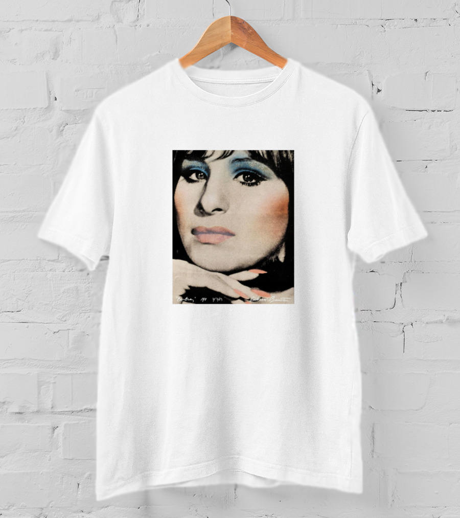 Barbra Streisand Portrait With Signature And Blue Eye Shadow T-Shirt
