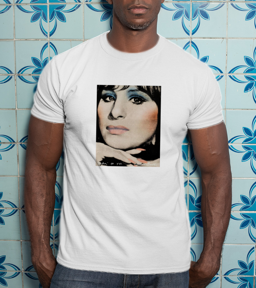 Barbra Streisand Portrait With Signature And Blue Eye Shadow T-Shirt