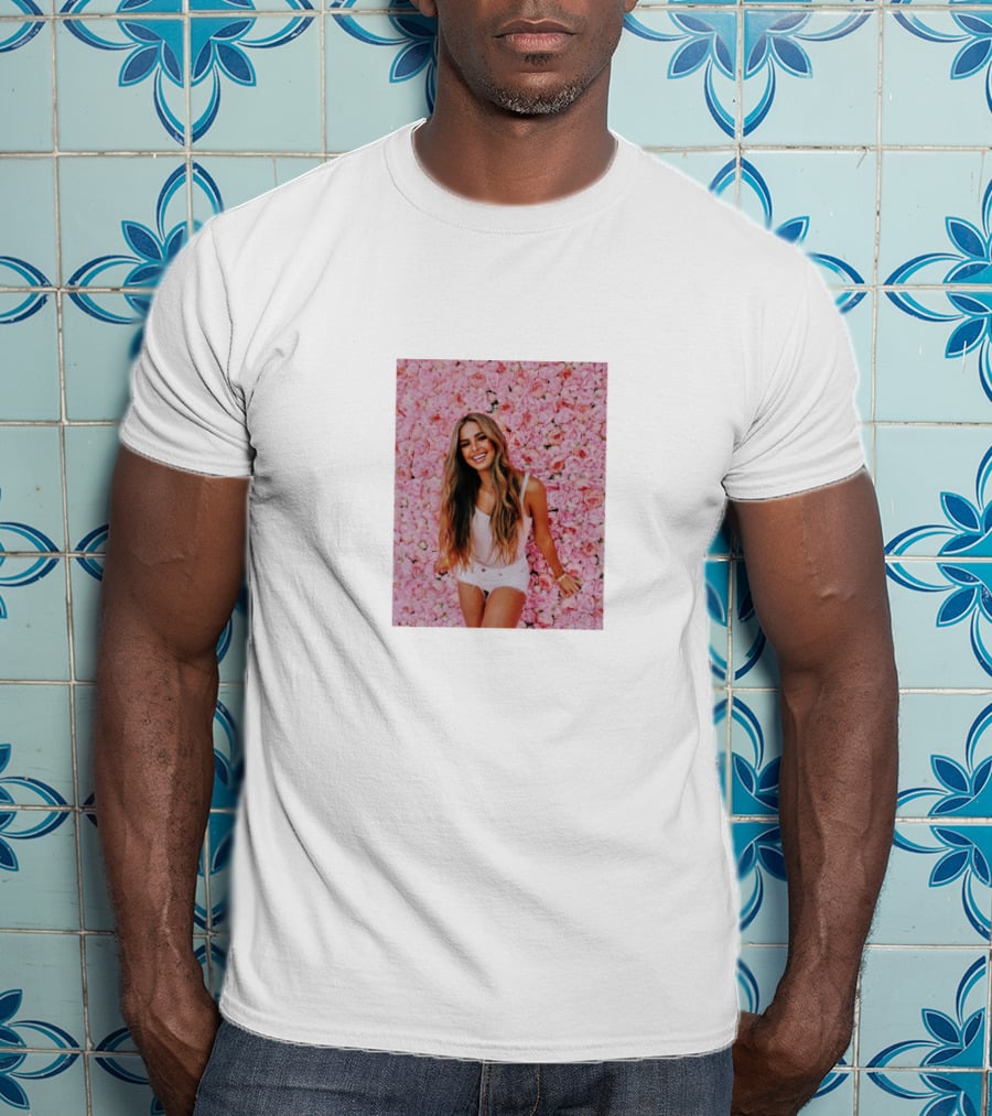 Addison Rae Merch Pink Floral Background Pouty Face T-Shirt