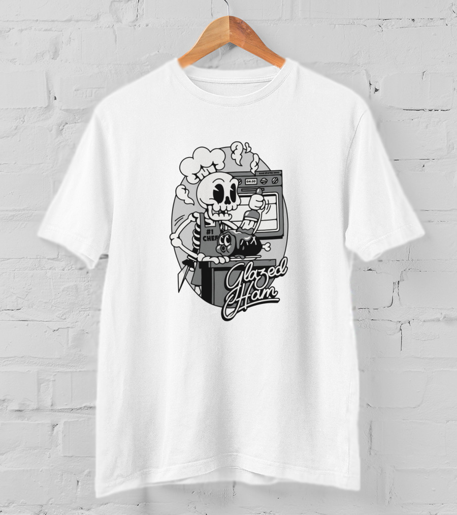 Glazed Ham Cold Ones Merch #1 Chef Skeleton Oven Cooking T-Shirt