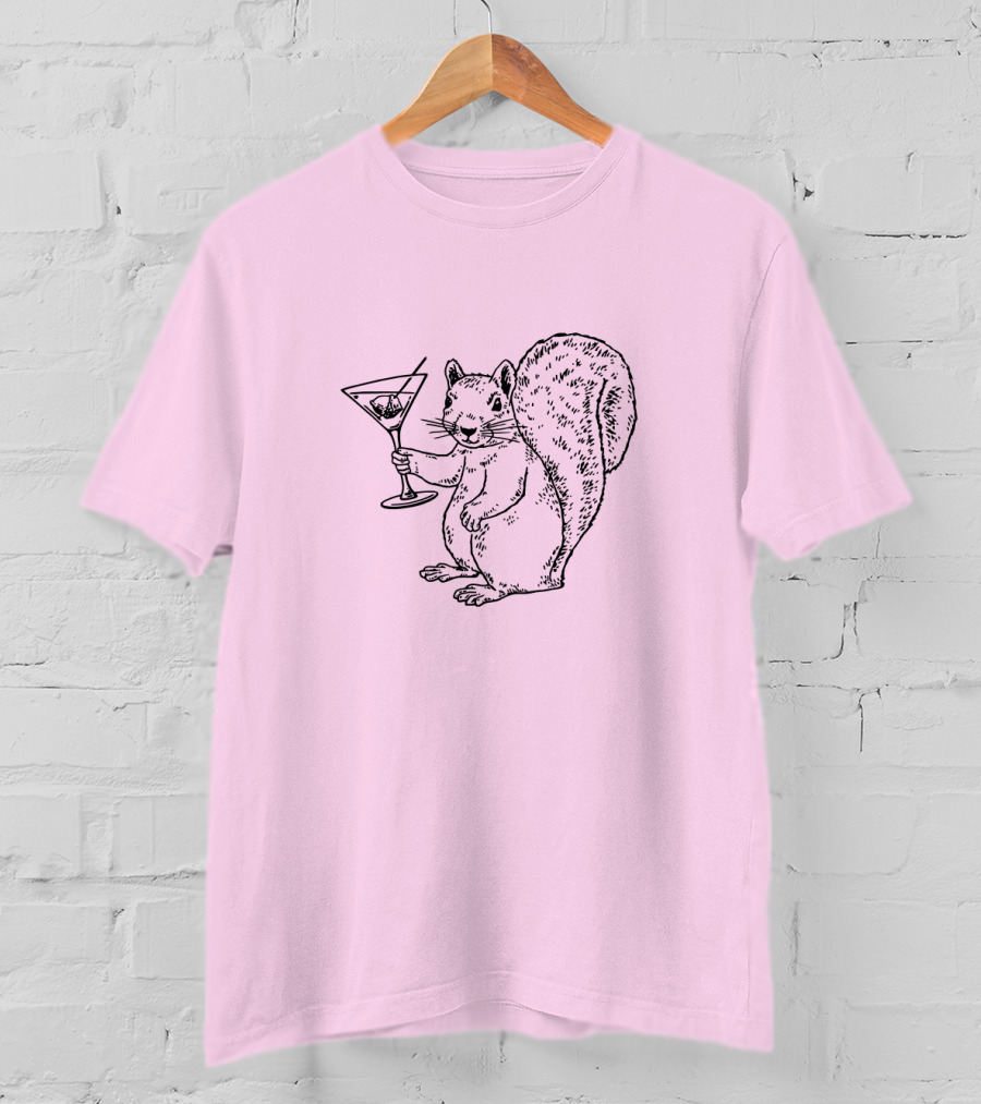 Planet Money Squirrel Holding Martini T-Shirt