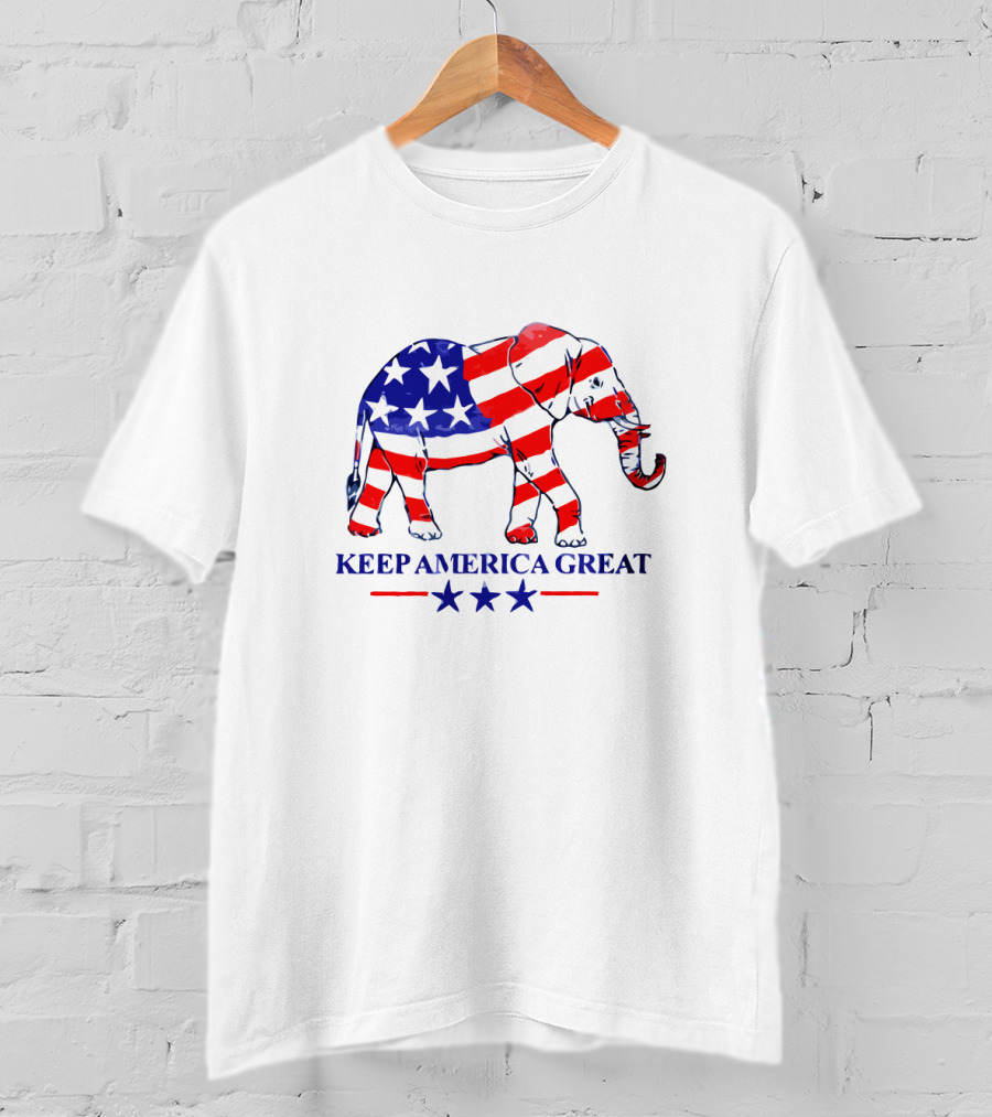 Keep America Great Patriotic Elephant Memorial Day Stars Stripes T-Shirt