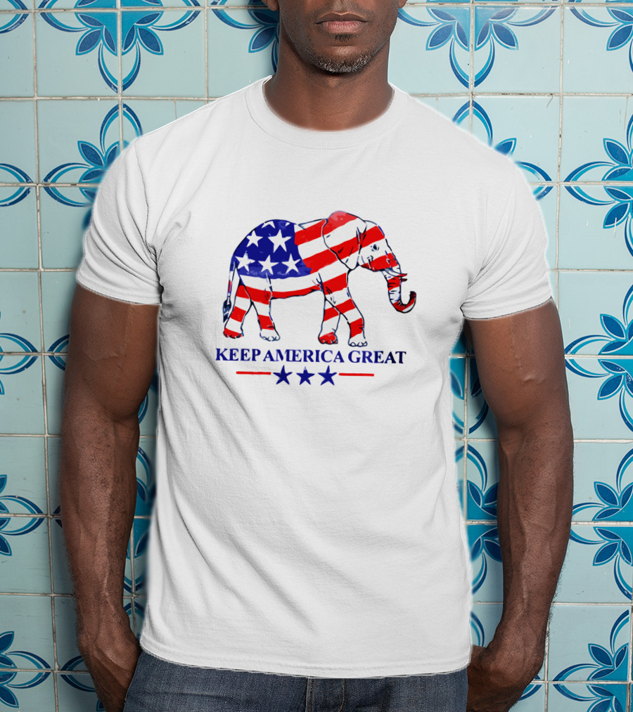 Keep America Great Patriotic Elephant Memorial Day Stars Stripes T-Shirt