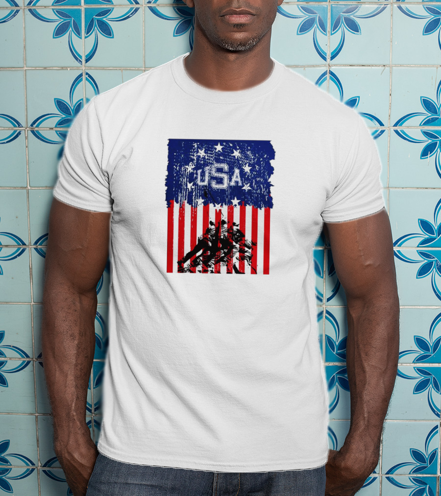 USA Stars And Stripes Iwo Jima Flag T-Shirt