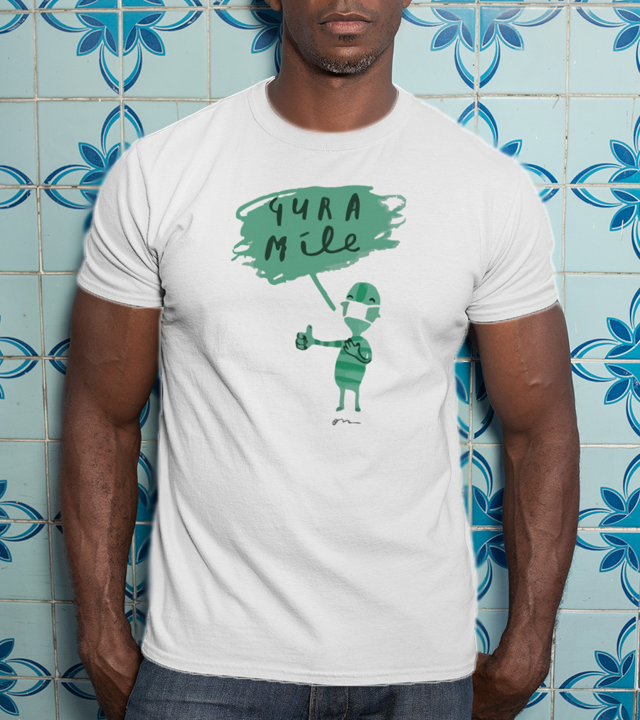 Gura Míle Green Cartoon Figure Thumbs Up T-Shirt