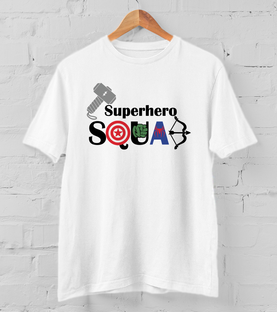 Superhero Squad Marvel Inspired Characters Avengers Symbols T-Shirt