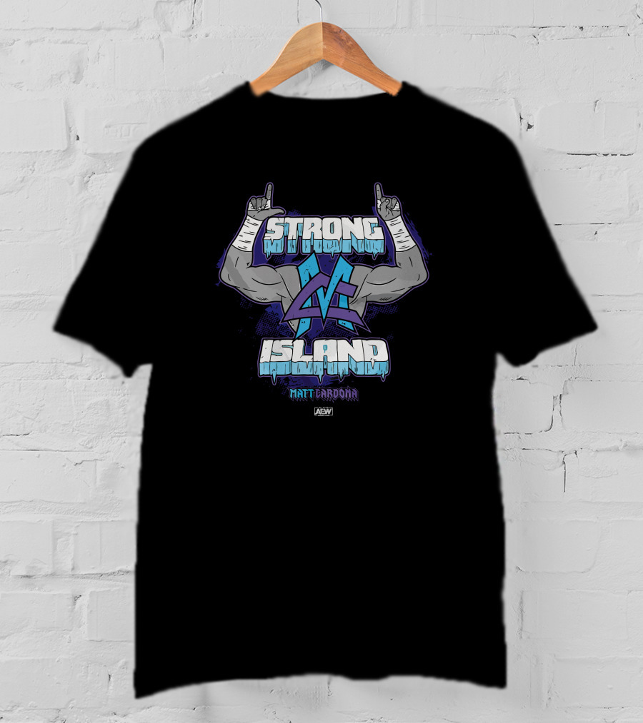 Strong Island AEW Matt Cardona Logo With Flexed Arms T-Shirt