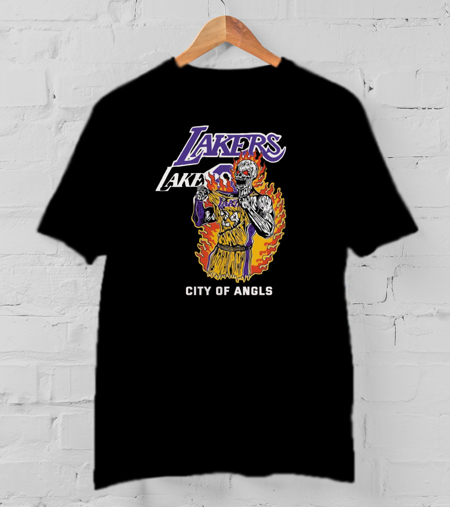Lakers Kobe Skeleton City Of Angels Flames T-Shirt