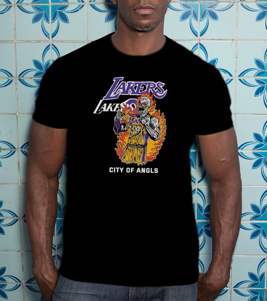 Lakers Kobe Skeleton City Of Angels Flames T-Shirt