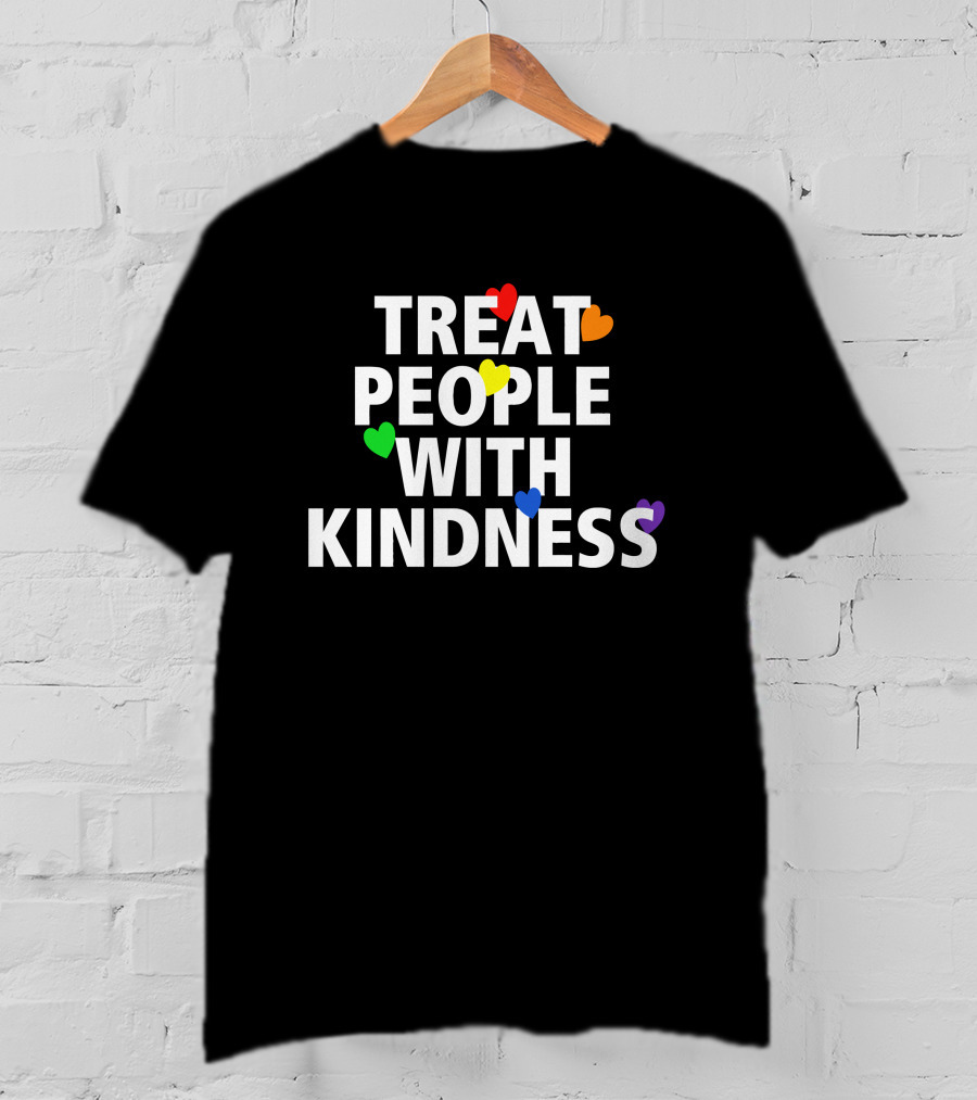 Treat People With Kindness Rainbow Hearts T-Shirt