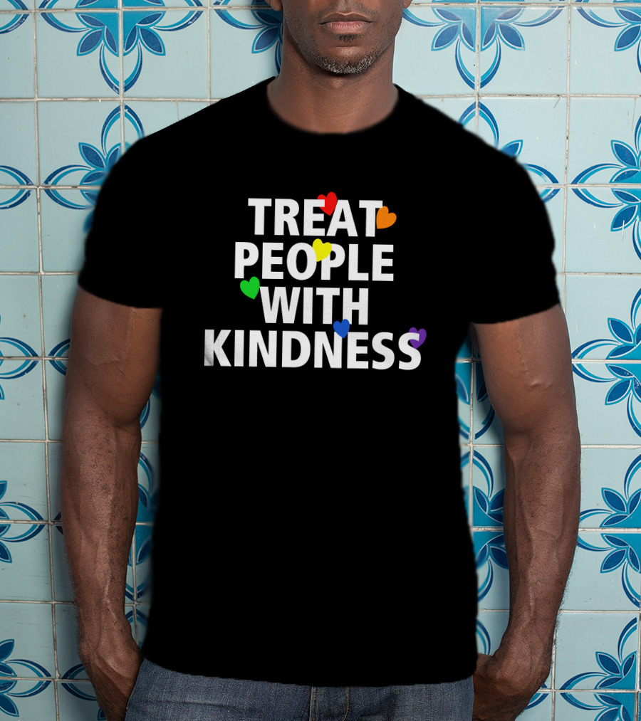 Treat People With Kindness Rainbow Hearts T-Shirt