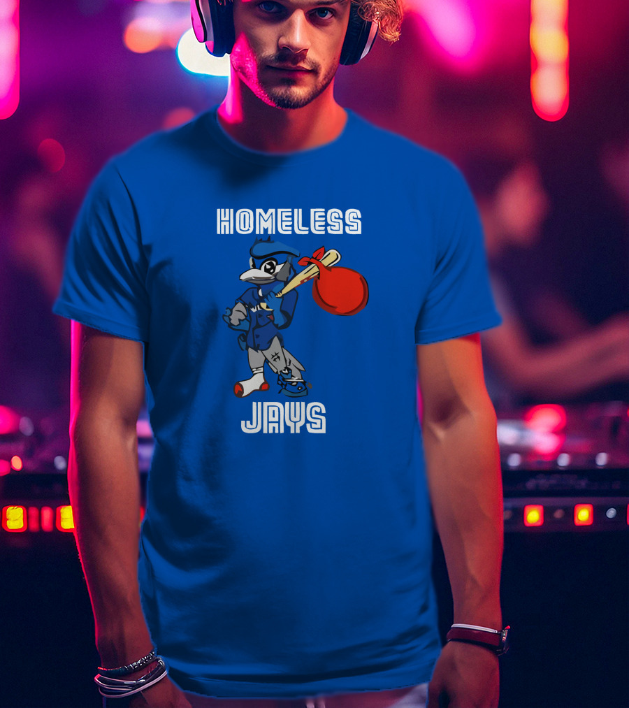 Homeless Jays Blue Character Holding Bag T-Shirt