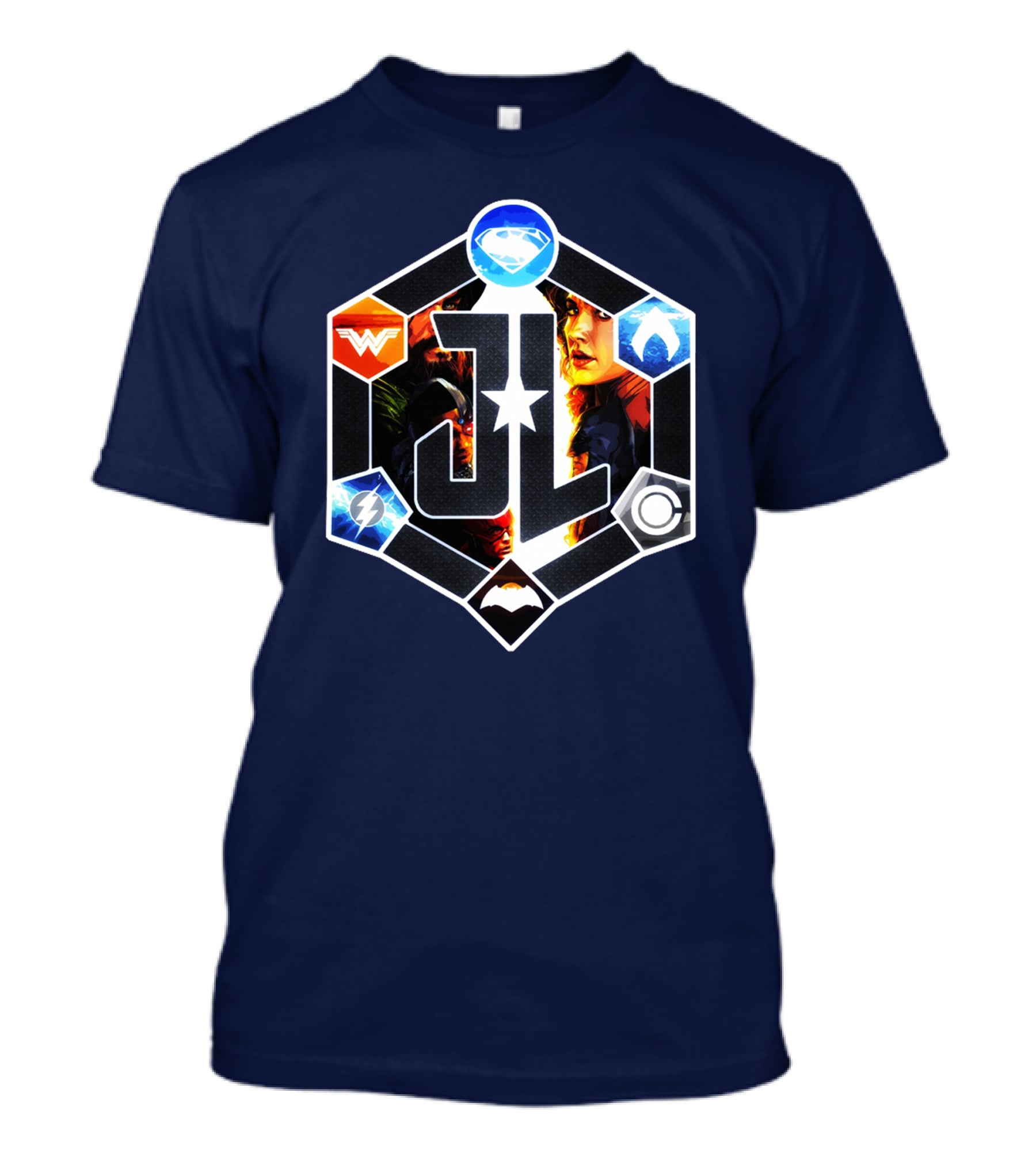 Zack Snyder Justice League JL Logo Wonder Woman Flash Cyborg Superman Batman Aquaman Icons T-Shirt