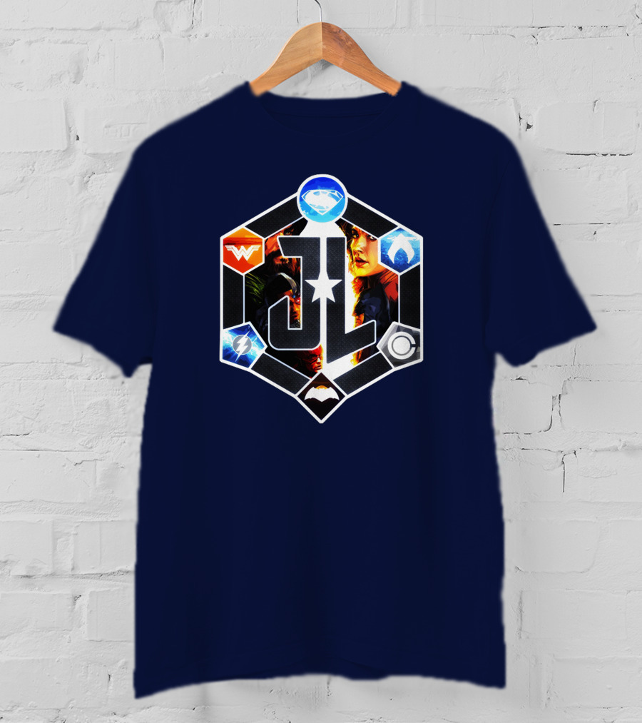 Zack Snyder Justice League JL Logo Wonder Woman Flash Cyborg Superman Batman Aquaman Icons T-Shirt