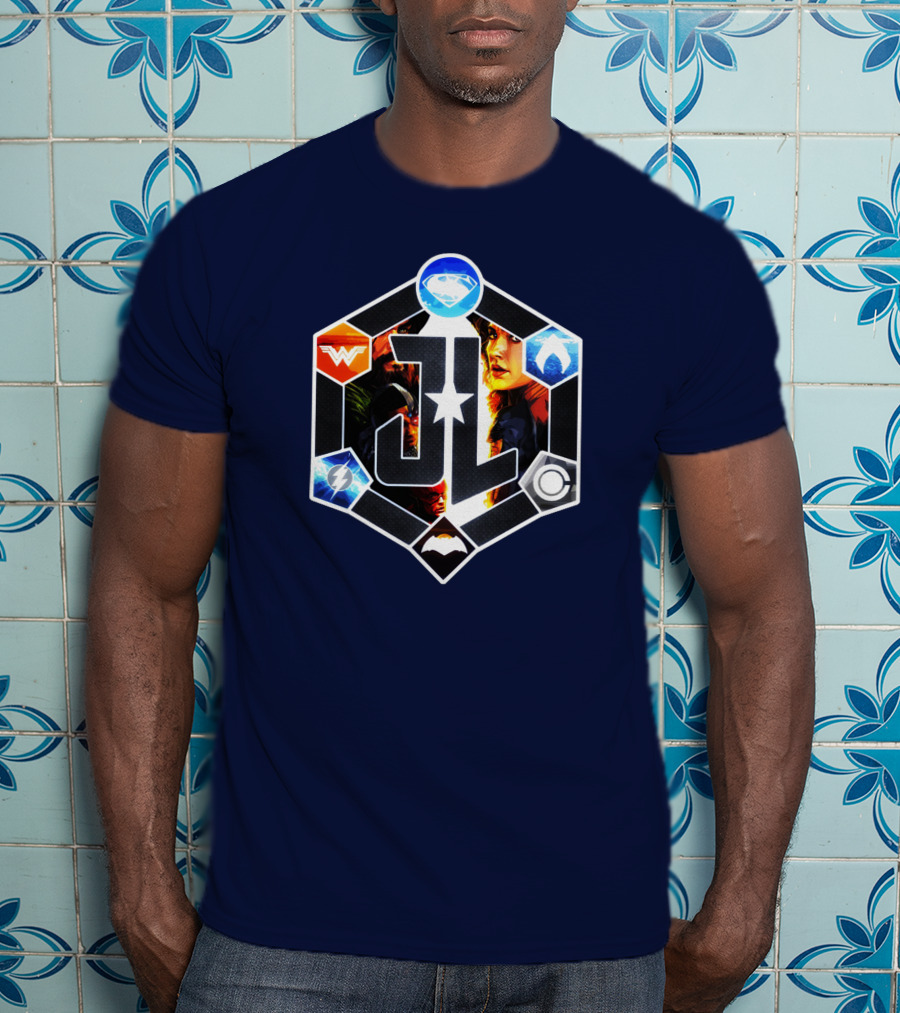 Zack Snyder Justice League JL Logo Wonder Woman Flash Cyborg Superman Batman Aquaman Icons T-Shirt
