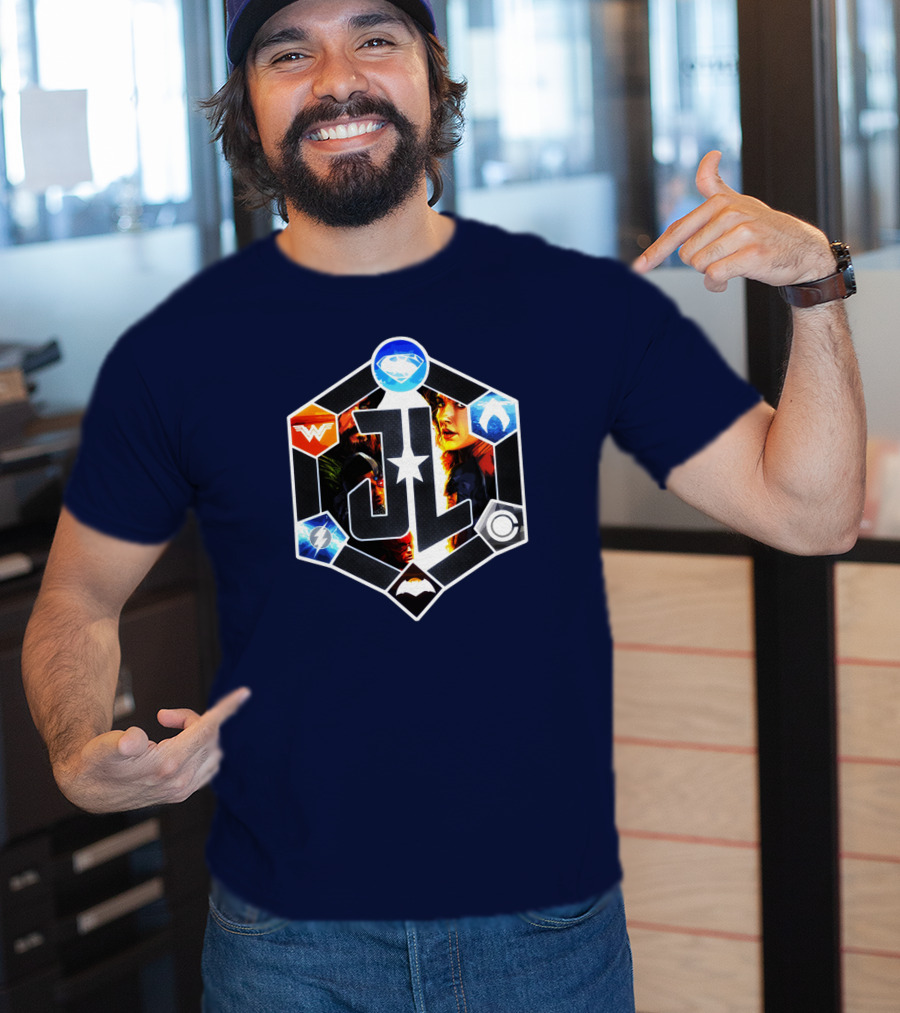 Zack Snyder Justice League JL Logo Wonder Woman Flash Cyborg Superman Batman Aquaman Icons T-Shirt