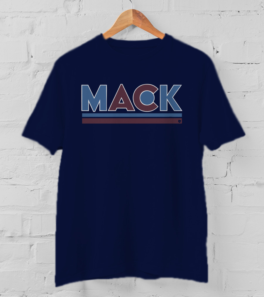 MACK Vintage Style Bold Block Letters With Blue And Maroon Stripes T-Shirt