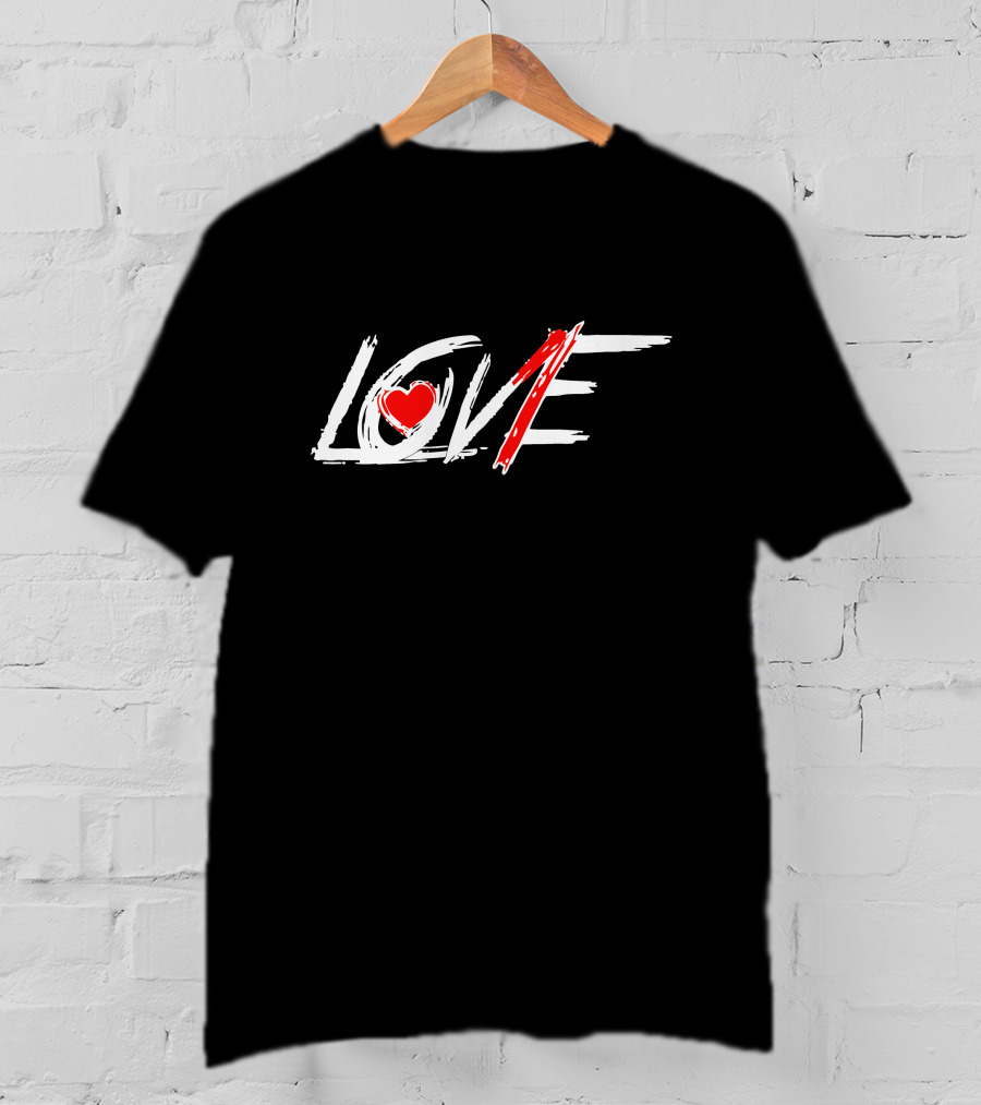 Love Heart Brushstroke Red Accent T-Shirt