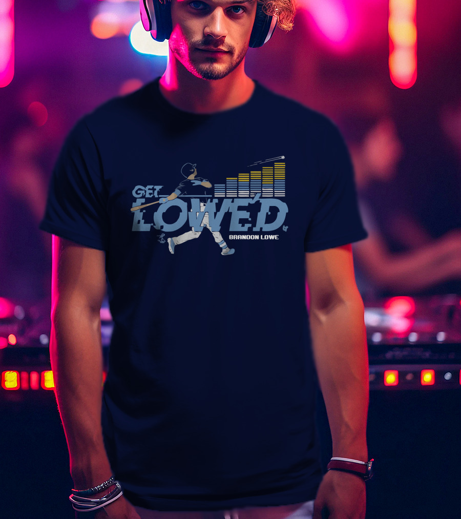 Brandon Lowe Get Lowed Baseball Swing With Rising Bar Graph T-Shirt