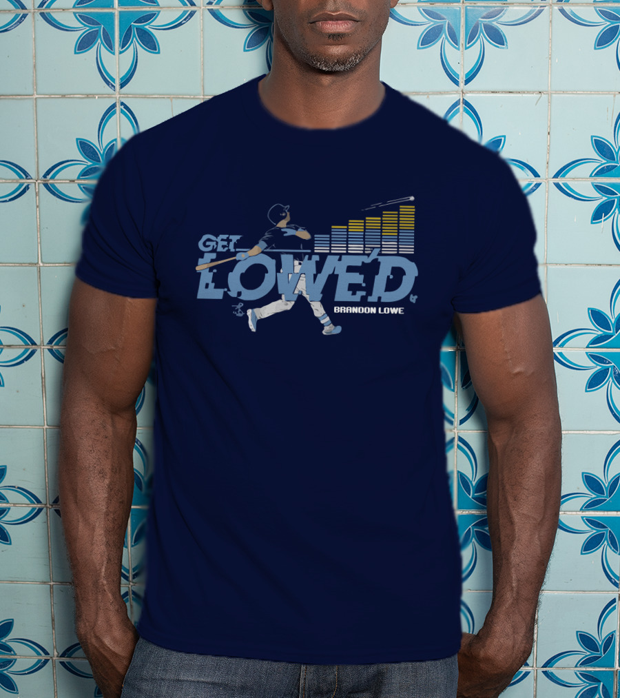 Brandon Lowe Get Lowed Baseball Swing With Rising Bar Graph T-Shirt