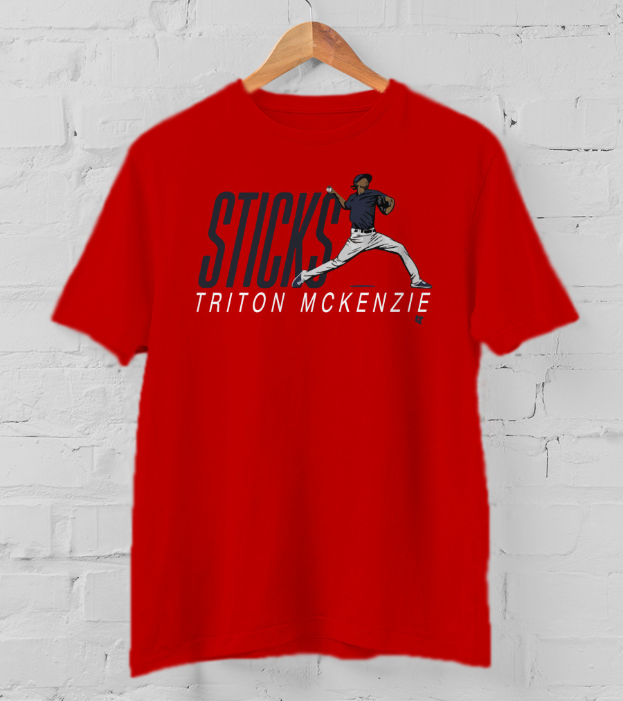Triston McKenzie Sticks Pitching Motion Red T-Shirt