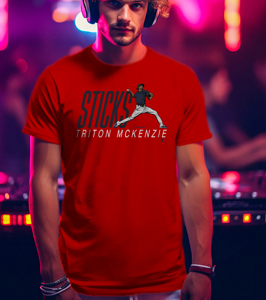 Triston McKenzie Sticks Pitching Motion Red T-Shirt