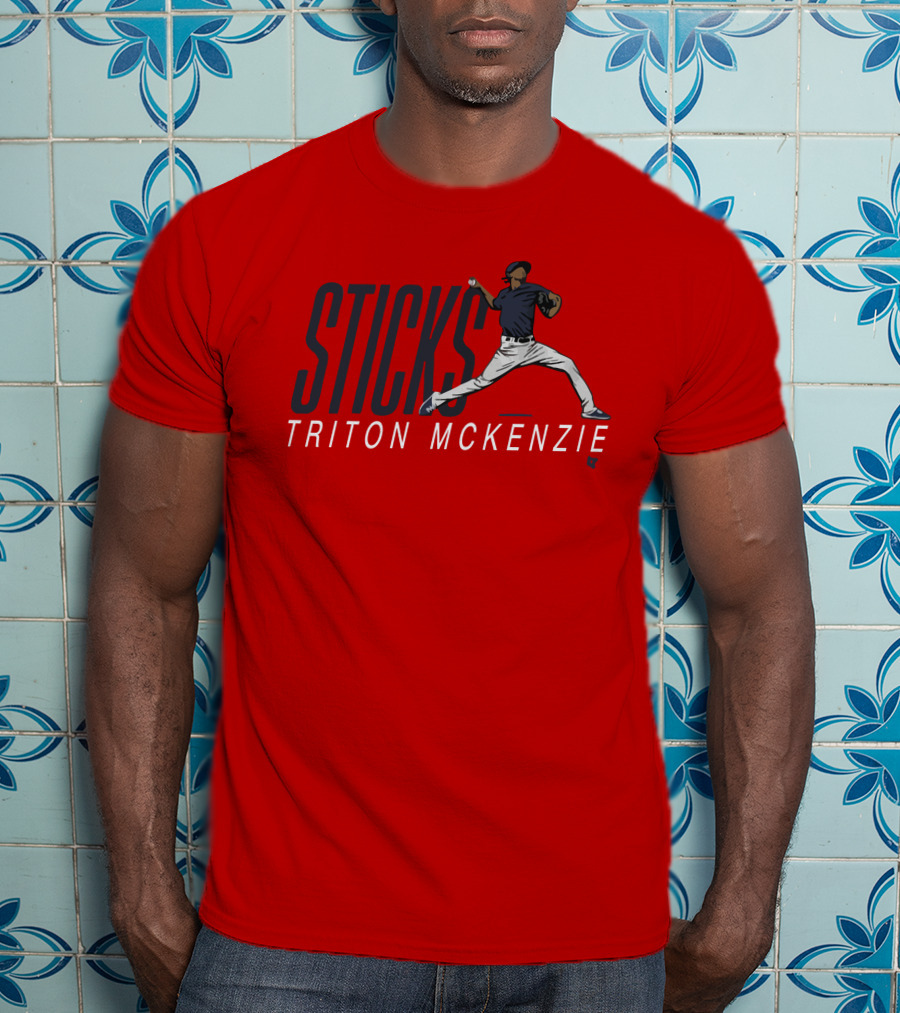 Triston McKenzie Sticks Pitching Motion Red T-Shirt