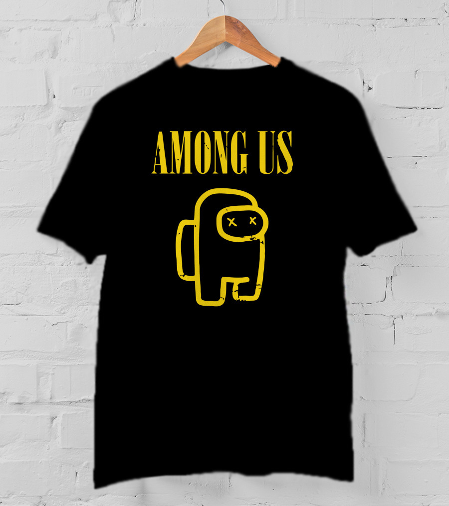 AMONG US Yellow Character Outline With X Eyes T-Shirt