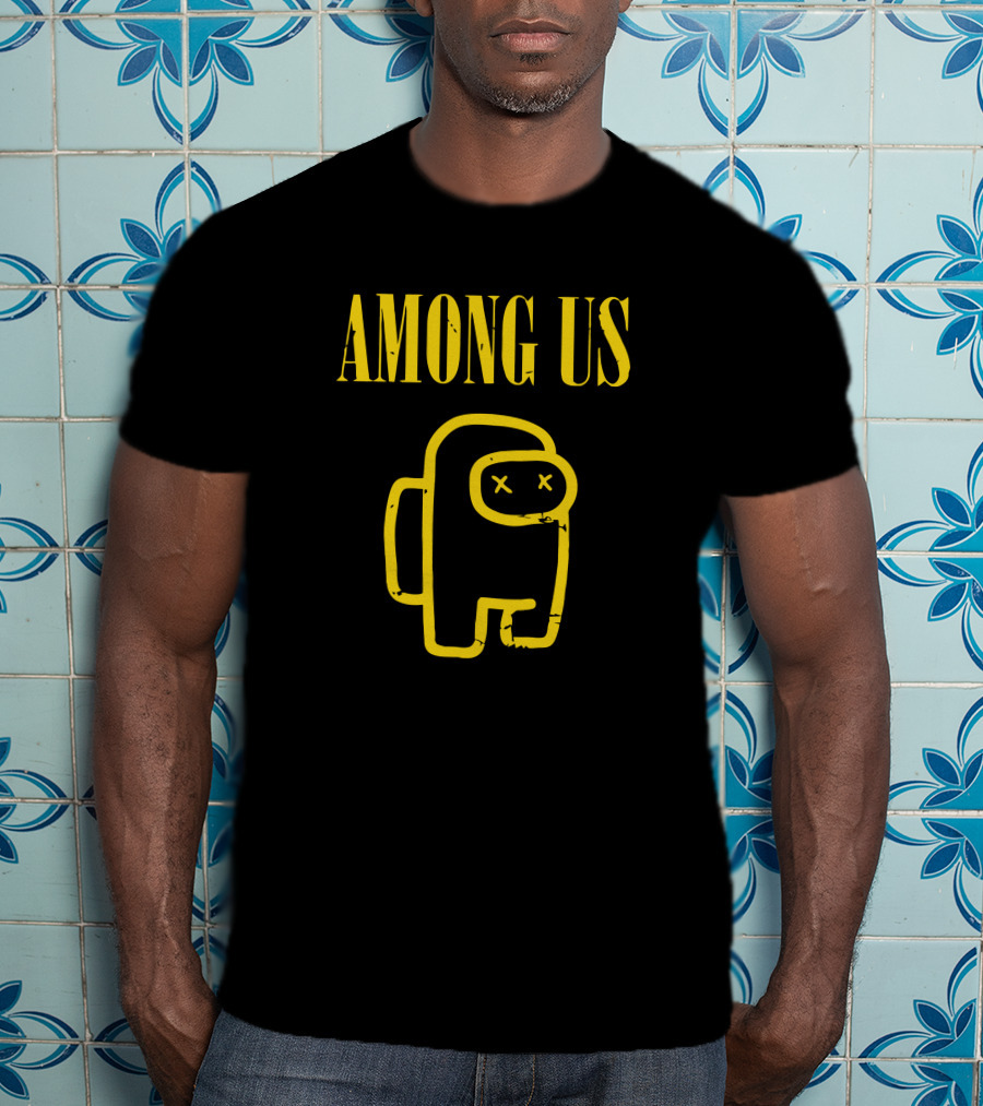 AMONG US Yellow Character Outline With X Eyes T-Shirt