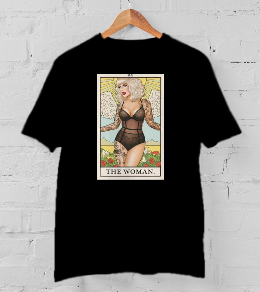 The Woman Tarot Card Katya Tattoo Angel Rose Sunburst T-Shirt
