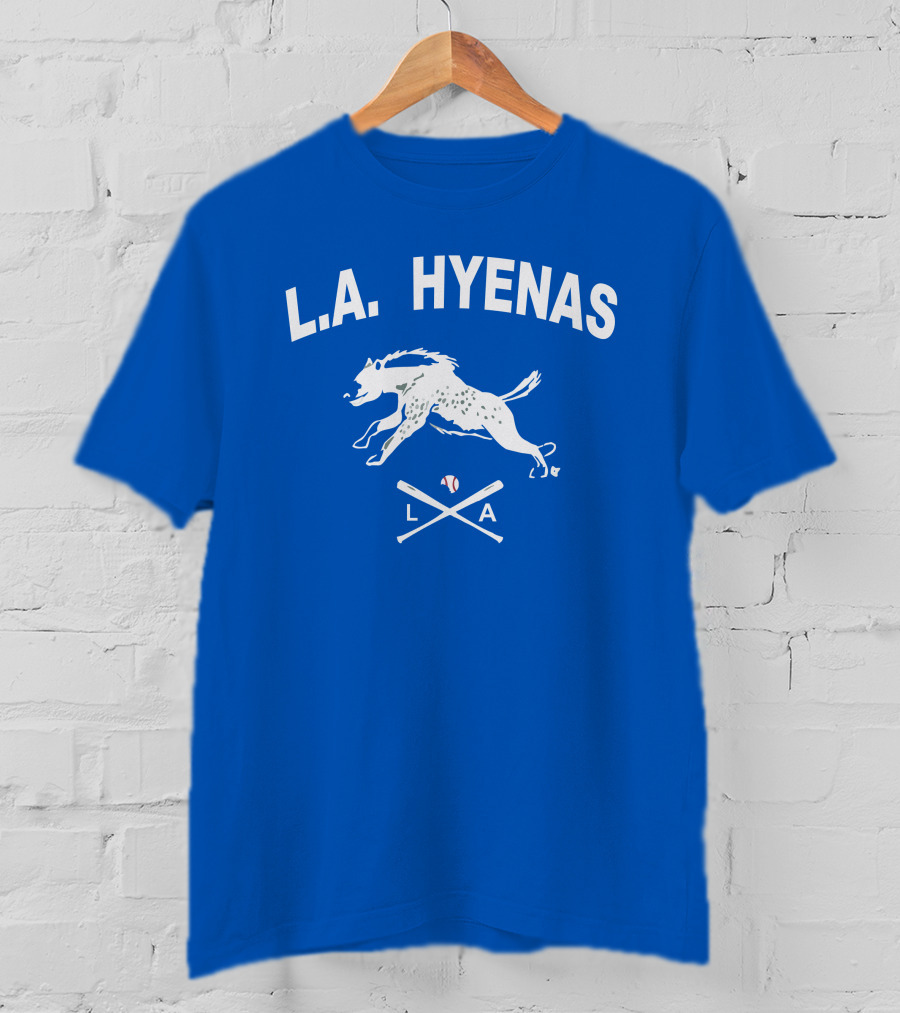 L.A. Hyenas Los Angeles Baseball Hyena With Crossed Bats T-Shirt