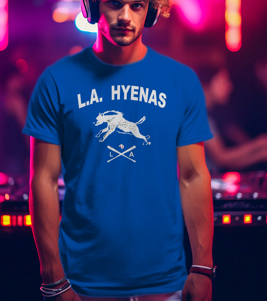 L.A. Hyenas Los Angeles Baseball Hyena With Crossed Bats T-Shirt