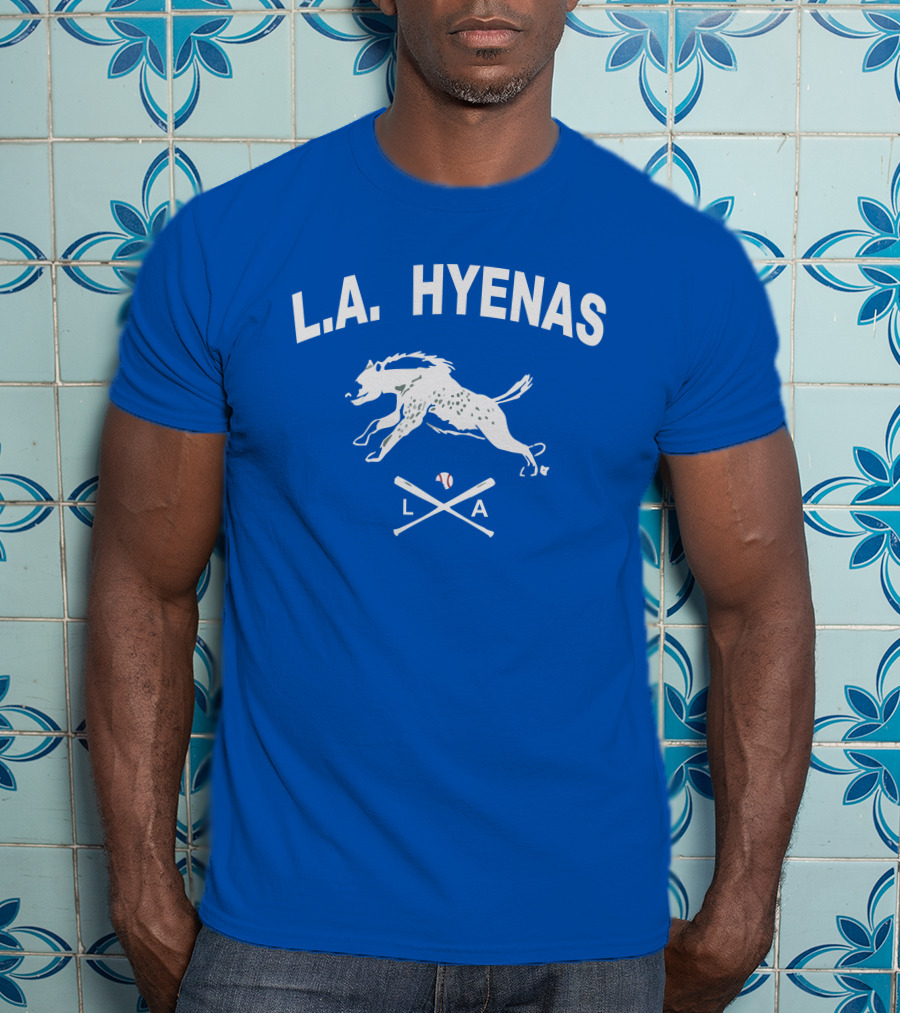L.A. Hyenas Los Angeles Baseball Hyena With Crossed Bats T-Shirt